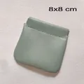 8x8cm mint green PU leather mini makeup pouch with automatic squeeze spring closure - 8x8cm / Small Olive Green