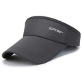 Dark grey sport sun visor cap with white letter print for outdoor running activities - Adjustable / Dark Gray