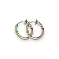 Orecchini a cerchio arcobaleno in acciaio inossidabile con clip a molla per orecchie non forate - 2.0*8mm / Colorato