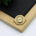 Gold plated 18K copper charm with star pattern and multi-colored zircons and side rings - Woven Texture Star Ring Style