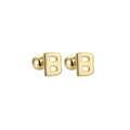 Polished gold-plated stainless steel letter B stud earrings with spherical backing - Letter B (T55662) / Gold