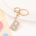 Gold-plated letter B keychain with sparkling rhinestones and lobster clasp decoration - Letter B