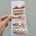 Detail view of 8-piece candy-colored hair clip set with pearls and floral motifs - Mysterious Charm (8 Piece Set)