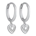 Eleganti orecchini a cerchio a cuore in argento S925 con design a rilievo stratificato - Oro Bianco