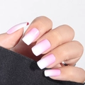 Roze en witte matte press-on nagels met kleurverloop in vierkante vorm op witte achtergrond - Lijm Stijl (Y-275)
