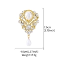 Vintage golden alloy brooch with white teardrop pearls and rhinestones 7x4cm size - XD825112-1 Gold Teardrop Artificial Pearl