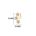Gold flower nose stud with three connected blossoms and clear cubic zirconia stones - 4# Triple Flower Style / Gold Yellow