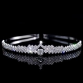 Elegant silver bridal tiara with sparkling rhinestones and star patterns on black base - Star Geometric Style (FG098)