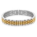 Pulsera de hombre de 10mm en acero inoxidable bicolor plata y oro estilo reloj - Bicolor (Oro y Plata)