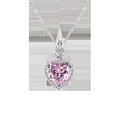 Collana Cuore dell'Oceano con grande gemma rosa a forma di cuore e catena d'argento - Argento 925 / Rosa