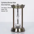 Cylindrical antique bronze metal hourglass with white sand for five minutes timing decoration - Cylindrical Three-Column Mini - 5 Minutes