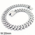 Collana a catena cubana da 20mm in acciaio inossidabile lucido con chiusura piatta - Bracciale 22cm / Lucidato