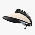Visiera parasole pieghevole beige e nera con cordino regolabile e ampia tesa anti-UV - Regolabile / Cachi