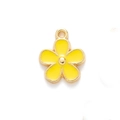 DIY jewelry charm featuring a yellow enamel five-petal flower with gold alloy plating - 13*16mm / Yellow