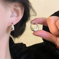 Schlichte silberne runde Creolen in poliertem Design für einen minimalistischen Look - 2# Ohrschnalle - Silber Glatte Oberfläche / Silber