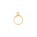 Twisted rope golden ring featuring a hammered heart pendant and polished metal beads - Twisted Rope Heart Pendant / Gold