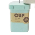 Eco-friendly mint green square cup made from wheat straw fiber with 550ml capacity - 550ml Wheat Straw Soup Cup With 4-Sided Buckle (Green)