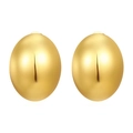 Elegant 18K gold-plated oval stainless steel hoop earrings with polished glossy finish - Gold Smooth Oval Earrings (MS-450)