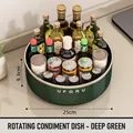 Dark green rotating spice rack tray with 25cm diameter for kitchen countertop storage - Small (25cm Diameter) / Crystal Label Style / Dark Green
