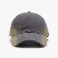 Vintage style baseball cap in gradient dark grey and yellow with distressed brim detail - Dark Gray