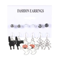 Halloween earring set with black cat, spider, and pumpkin ghost charms on white card - Style 05 Silver Black Cat Pumpkin Set 11226
