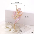 Spilla tulipano in smalto rosa con strass scintillanti e finitura dorata, altezza 6,2 cm - D2737 Tulipano Rosa