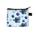 Cute blueberry print canvas coin purse with zipper closure and blue background - Blueberry Heart