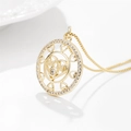 Collier avec pendentif MOM en forme de cœur doré, serti de zircons et motif floral ajouré - Rond Creux 'MOM'-Or