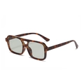 Retro square tortoiseshell sunglasses with double bridge design and light grey lenses - Tortoise Frame Light Grey Lens C5