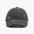 Berretto da baseball in cotone lavato grigio scuro con dettagli vintage consumati e visiera - Regolabile / Nero