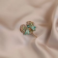 Elegant gold dragonfly brooch featuring green enamel wings and sparkling emerald gemstone - 571# Dragonfly
