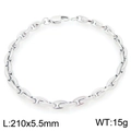 Bracelet chaîne en acier inoxydable argenté poli avec maillons en forme de bambou - Argent (KB206233-KFC)