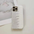 Custodia per iPhone 16 Pro Max con trama a coccodrillo sfumata in bianco crema - Sfumatura Argento e Bianco / iPhone 15 Plus