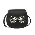 Bolso bandolera negro para niña con un lindo lazo de perlas decorativo elegante - Negro