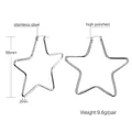 Detailed view of 56mm polished stainless steel hollow star hoop earrings with measurements - Hollow Star / Silver Star