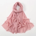 Pink slub cotton hijab scarf with soft fringe trim on a clean white background - Dusty Pink