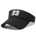 Black canvas visor hat with embroidered number 23, stylish sun protection for summer - Adjustable / Black With Number 23