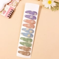 Set of 10 floral embroidered BB hair clips in mixed colors on display card - Combination 3
