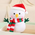 Pupazzo di neve di peluche con cappello rosso e sciarpa a righe per decoro natalizio - Stile Sciarpa a Righe Rosse e Verdi