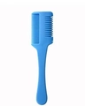 Manual hair thinning comb in blue finish with built-in blade for fringe styling - Blue