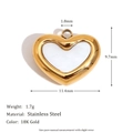 18K gold plated stainless steel heart pendant with white shell inlay for women - Flat Heart White Shell Pendant - Gold
