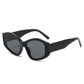 Occhiali da sole neri geometrici oversize cat-eye con stanghette larghe da donna - Montatura Nera Lenti Grigio Nero