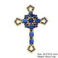 Vintage golden copper cross pendant necklace with blue zircon stones and 8-shape detail - Style 81/Gold Blue Zircon Cross/35.6*25*4.1mm