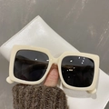 Retro oversized square sunglasses with cream white frame and dark grey tinted lenses - Off-White Frame Grey Lens