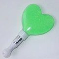 Green LED glow stick heart shape with glitter finish and white handle for parties - Heart / Green