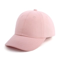 Detail of pink cotton baseball cap showing twill fabric texture and breathable eyelets - Nude Pink