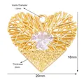 Lace-style wire woven heart pendant in gold finish with clear zircon centerpiece - K74-C Heart / 1 Piece / Gold Plated