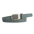 Ceinture femme vert foncé mat en similicuir suédé avec une boucle dorée ronde - Vert Militaire