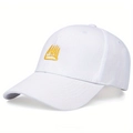 Gorra de béisbol clásica de algodón blanco con una corona amarilla bordada al frente - Ajustable / Blanco