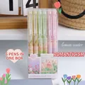 0.5mm erasable gel pen set with tulip patterns in a 6-pack romantic pastel style box - Romantic Style 6Pcs/Box-Carbon Black Ink